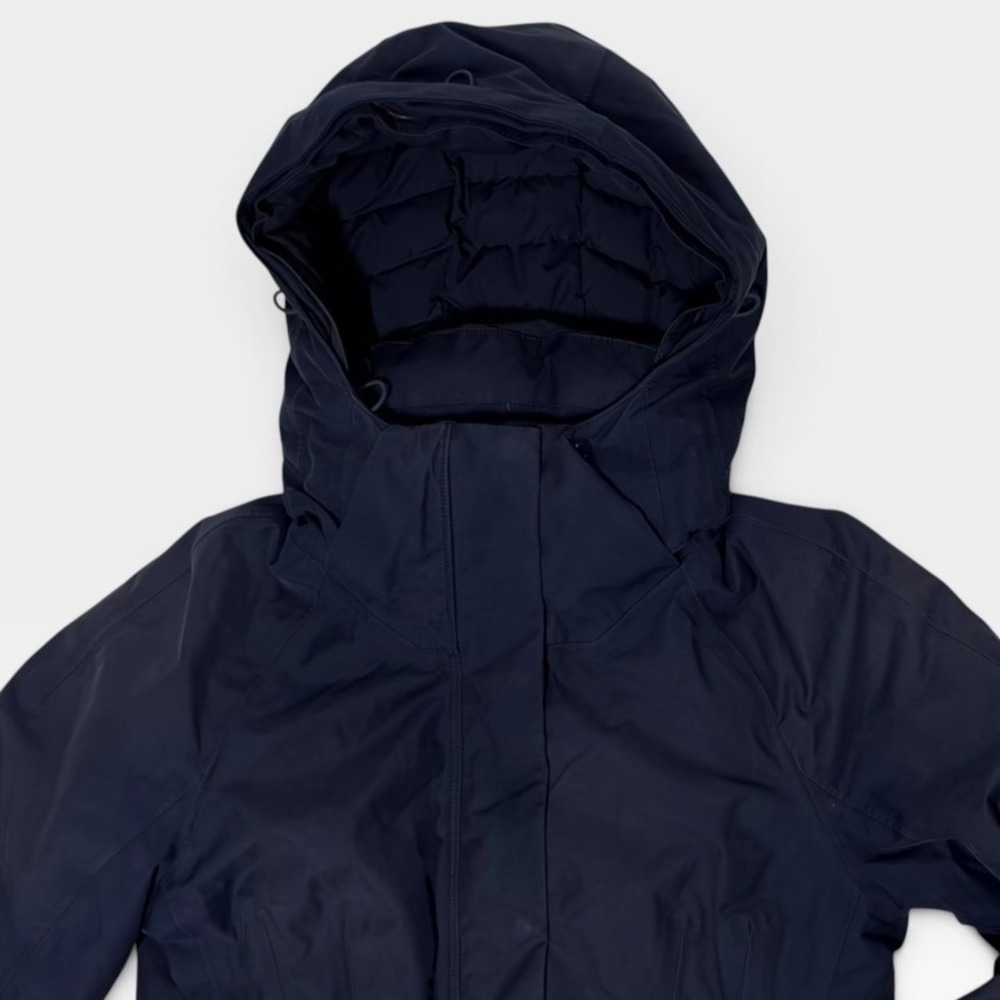 The North Face Arctic Parka Womens Small 550 Down DryVent Hooded Coat Navy Blue